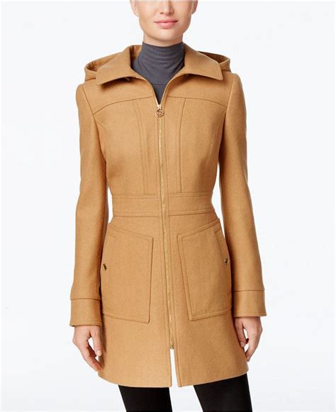 michael kors hooded wool blend coat petite|Michael Kors petite packable jackets.